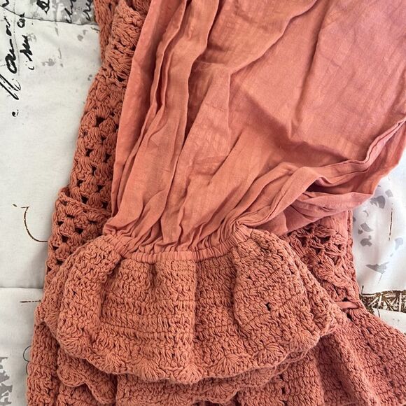 NWT Free People Megan crochet coral sand top L - Picture 15 of 15